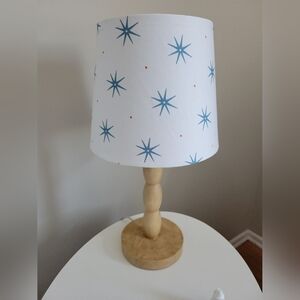 Sister Parish Style Blue Star Patterned Table Lamp